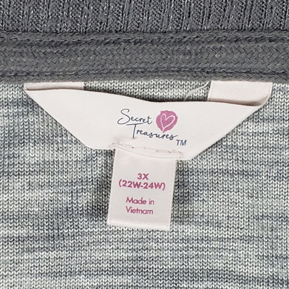 Terra & Sky Womens Top 3X Gray Space Dye Heathered V-Neck Pullover Comfort Layer - Picture 9 of 9